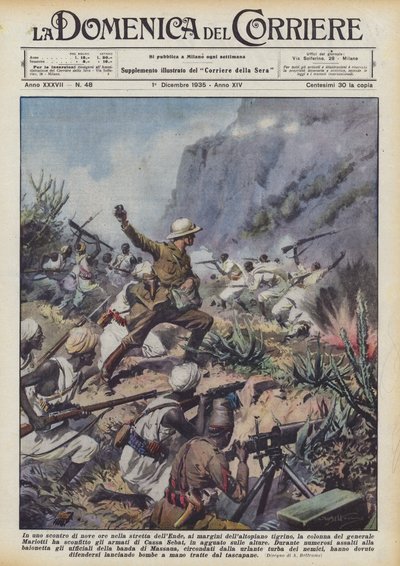 In een negen uur durend gevecht in de nauwe doorgang van Ende, aan de rand van het Tigray-plateau ? door Achille Beltrame