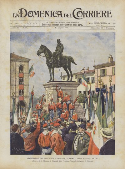 Inhuldiging van het Monument voor Garibaldi in Bologna, door Beeldhouwer Zocchi door Achille Beltrame
