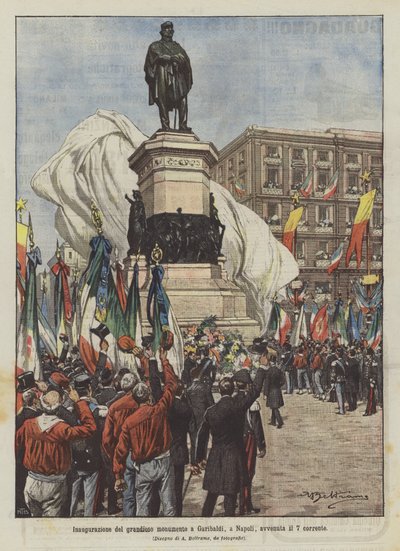 Inhuldiging van het grootse monument voor Garibaldi, in Napels, op de 7e van deze maand door Achille Beltrame
