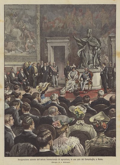 Plechtige opening van het internationale landbouwinstituut, in een zaal van het Capitool, in Rome door Achille Beltrame