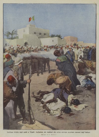 Verraderlijke opstand van de Arabieren in Tripoli, executie van de verraders die eerst hadden geaccepteerd door Achille Beltrame