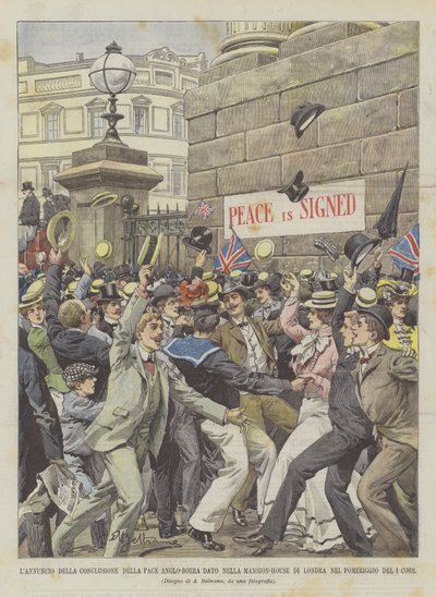 De Aankondiging Van De Anglo-Boer Vrede In De Mansion-House In Londen In De Middag Van 1 Huidige door Achille Beltrame