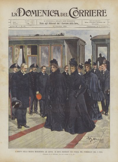 De aankomst van koningin Margherita in Arona vanwaar zij verder ging naar Stresa in de namiddag van de 2e van deze maand door Achille Beltrame