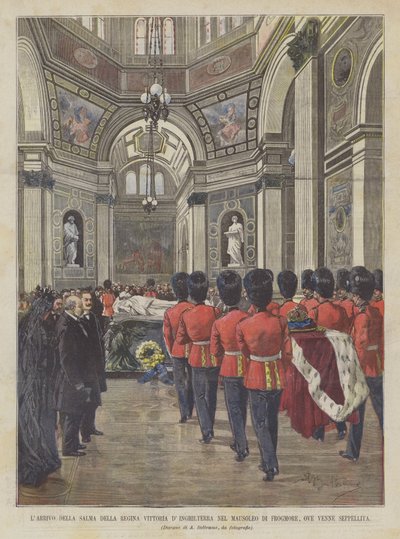 De aankomst van het lichaam van koningin Victoria van Engeland in het mausoleum van Frogmore, waar ze werd begraven door Achille Beltrame