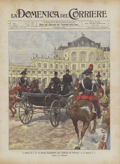 De aankomst van HM koningin Margherita in het kasteel van Stupinigi op 25 juni door Achille Beltrame