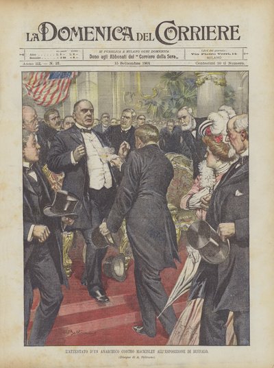 De aanslag van een anarchist op McKinley tijdens de tentoonstelling in Buffalo door Achille Beltrame