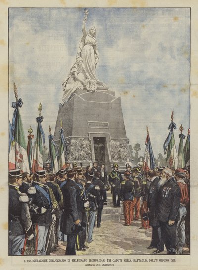 De inwijding van het ossuarium van Melegnano (Lombardije) voor de gevallenen in de slag van 8 juni 1859 door Achille Beltrame