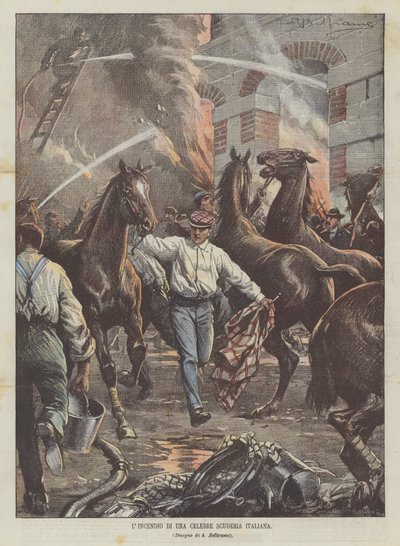 De brand van een beroemde Italiaanse stal door Achille Beltrame
