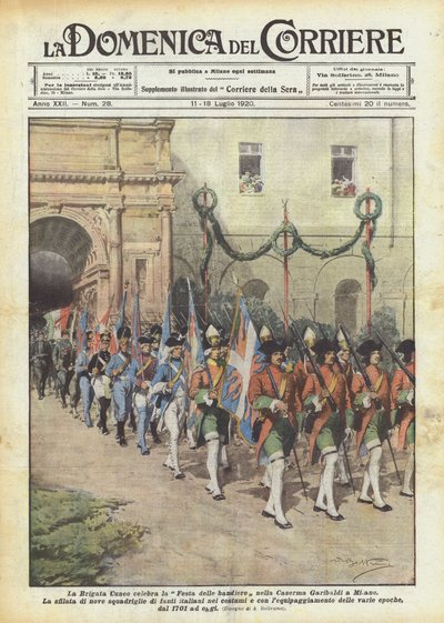 De Brigade Cuneo viert het Vlaggenfeest in de Garibaldi-kazerne in Milaan door Achille Beltrame