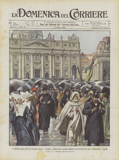 De afsluiting van de feesten voor het pauselijke jubileum, het Sint-Pietersplein na de grote ceremonie door Achille Beltrame