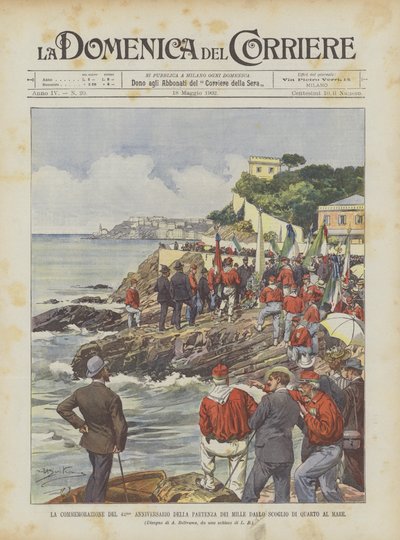 De Herdenking Van Het 42e Jubileum Van Het Vertrek Van De Duizend Van De Rots Van Quarto Naar Zee door Achille Beltrame