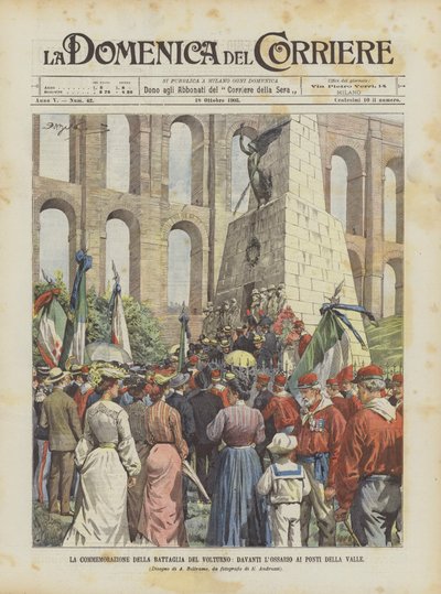 De herdenking van de slag bij de Volturno, voor het ossuarium bij de Ponti della Valle door Achille Beltrame