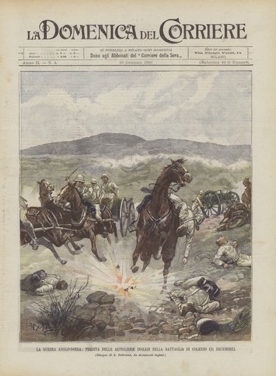 De Anglo-Boerenoorlog, verlies van de Engelse artillerie in de Slag bij Colenso (14 december) door Achille Beltrame