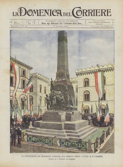De Inhuldiging van het Nationale Monument voor de Familie Cairoli in Pavia, op de 14e Corrente door Achille Beltrame
