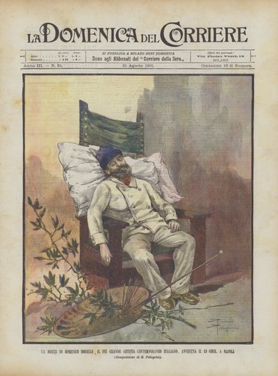 De dood van Domenico Morelli, de grootste hedendaagse Italiaanse kunstenaar, op 13 december, in Napels door Achille Beltrame
