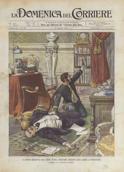 De Plotselinge Dood van Graaf Nicola Muraview, Minister van Buitenlandse Zaken in Sint-Petersburg door Achille Beltrame