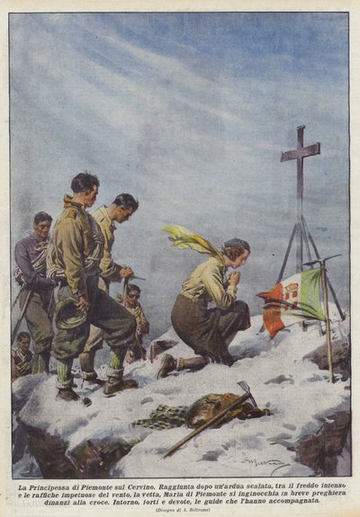 De Prinses van Piemonte op de Matterhorn door Achille Beltrame