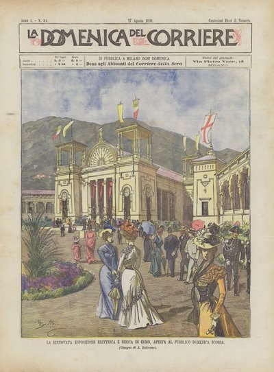De vernieuwde elektrische en zijden tentoonstelling van Como, afgelopen zondag geopend voor het publiek door Achille Beltrame