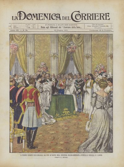 De plechtige ceremonie van de rogatie van de geboorteakte van prinses Jolanda-Margherita door Achille Beltrame