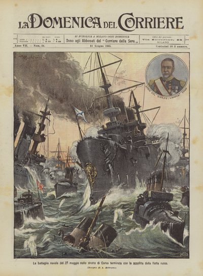 De zeeslag van 27 mei in de Straat van Korea eindigde met de nederlaag van de Russische vloot door Achille Beltrame