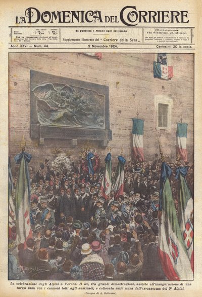 De viering van de Alpini in Verona door Achille Beltrame