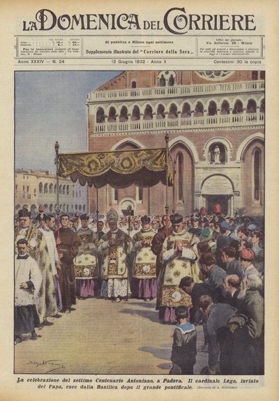 De viering van het zevende Antonius-eeuwfeest in Padua door Achille Beltrame
