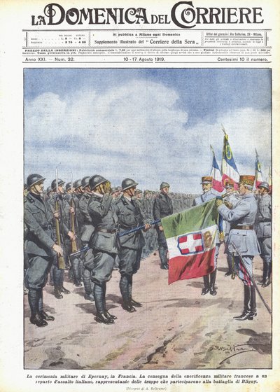 De militaire ceremonie in Epernay, Frankrijk door Achille Beltrame