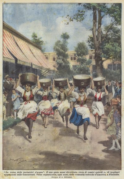 De race van de waterdragers door Achille Beltrame