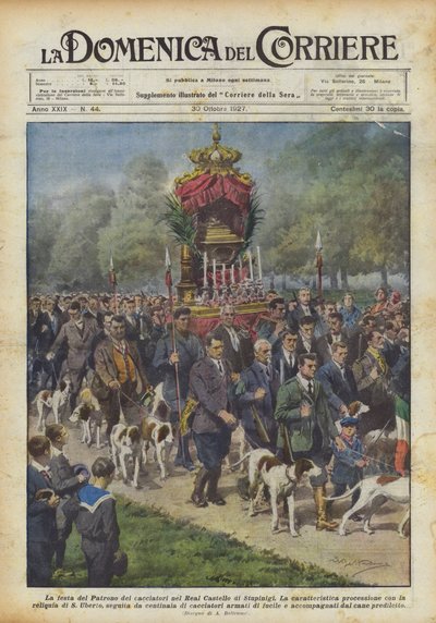 Het feest van de patroonheilige van de jagers in het Koninklijk Kasteel van Stupinigi door Achille Beltrame
