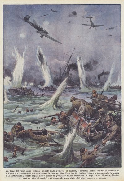 De vlucht van de roden uit de Krim door Achille Beltrame