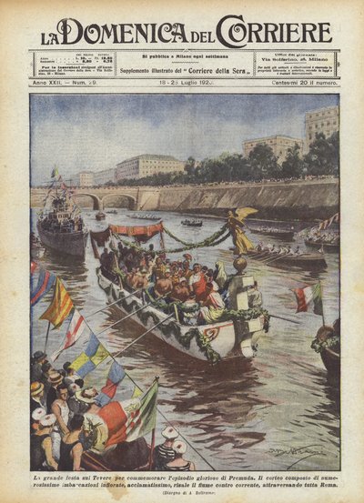 Het grote feest op de Tiber ter herdenking van de glorieuze episode van Premuda door Achille Beltrame