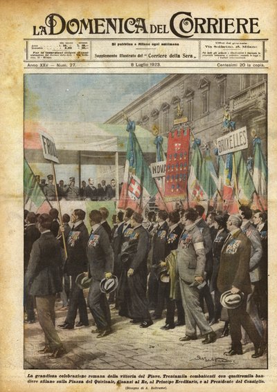 De grandioze Romeinse viering van de overwinning van de Piave door Achille Beltrame