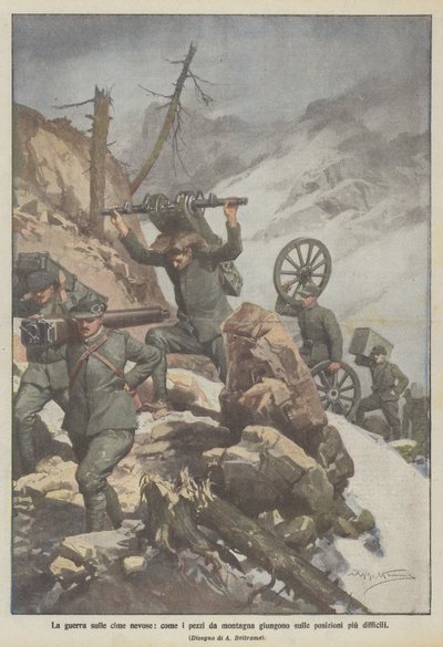 De oorlog op besneeuwde toppen, hoe bergstukken de moeilijkste posities bereiken door Achille Beltrame