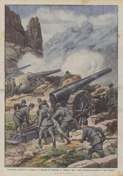 Onze artillerie laat een munitiedepot op de Anderter Alpe ontploffen en verslaat de artillerie door Achille Beltrame