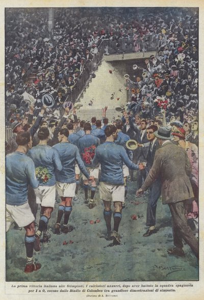 De eerste Italiaanse overwinning op de Olympische Spelen door Achille Beltrame