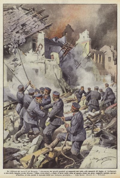 De terugtocht van de barbaren in Frankrijk door Achille Beltrame