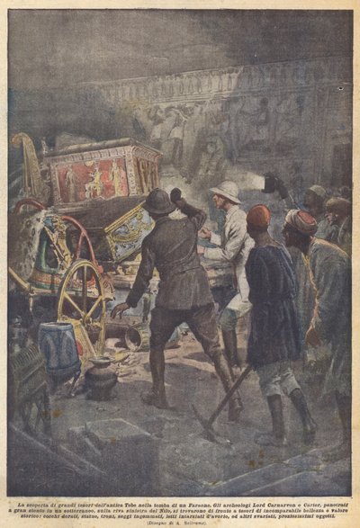 De ontdekking van grote schatten van het oude Thebe in het graf van een farao door Achille Beltrame