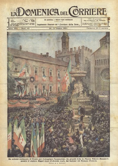 De plechtige ceremonie in Trento om de annexatie te vieren door Achille Beltrame