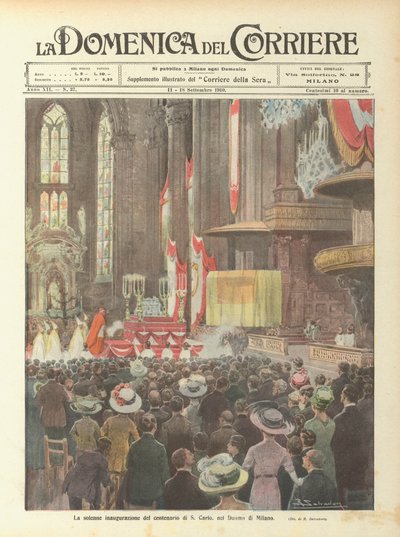 De plechtige opening van het eeuwfeest van S. Carlo, in de kathedraal van Milaan door Achille Beltrame
