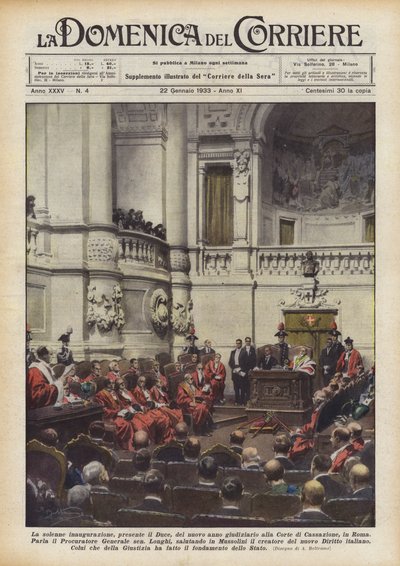 De plechtige inauguratie, in aanwezigheid van de Duce, van het nieuwe gerechtelijke jaar bij het Hof van Cassatie in Rome door Achille Beltrame