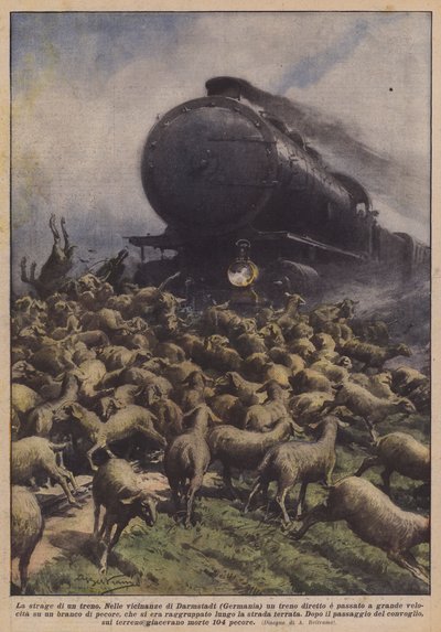 De slachting van een trein door Achille Beltrame