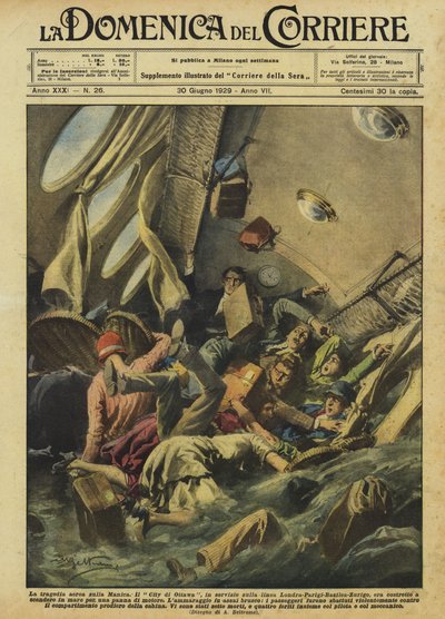 De luchtvaarttragedie boven het Kanaal door Achille Beltrame