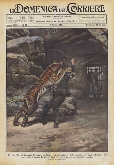 De tragedie in de dierentuin van Rome door Achille Beltrame