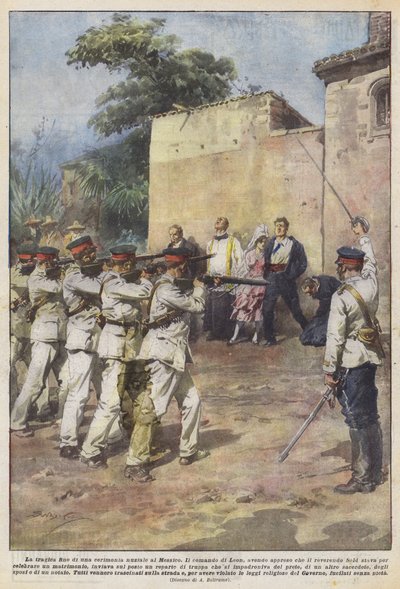 Het tragische einde van een huwelijksceremonie in Mexico door Achille Beltrame
