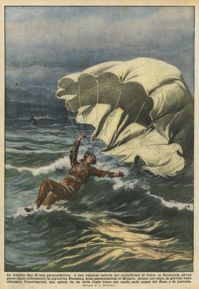 De tragische dood van een parachutist door Achille Beltrame