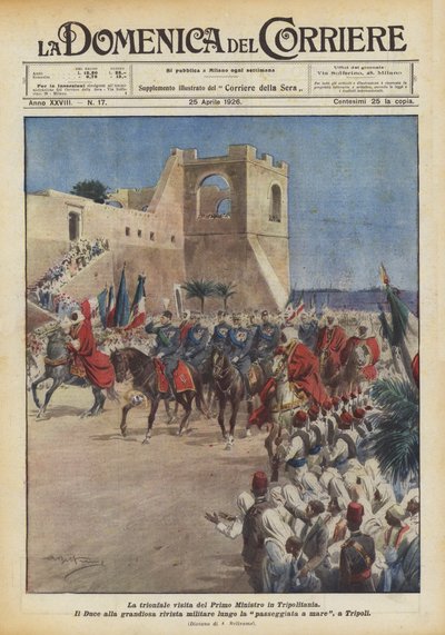 Het triomfantelijke bezoek van de premier aan Tripolitania door Achille Beltrame