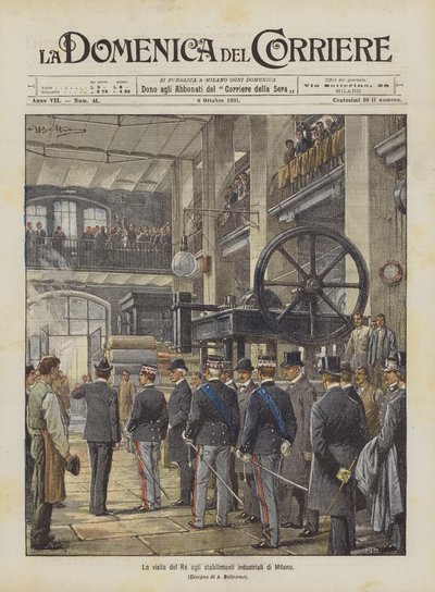Het bezoek van de koning aan de industriële vestigingen van Milaan door Achille Beltrame