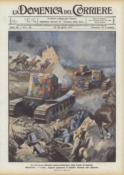Het succesvolle Frans-Britse offensief aan het front van Amiens door Achille Beltrame