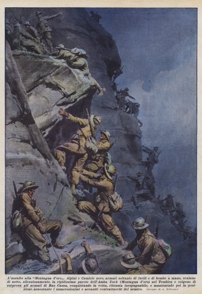 De aanval op de Gouden Berg door Achille Beltrame