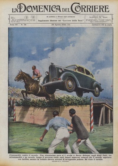 De auto tegen het paard door Achille Beltrame